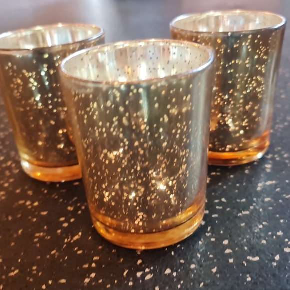 Celebrate Metallic Gold Mercury Votive Glass Candleholder Set of 3 - Picture 3 of 4